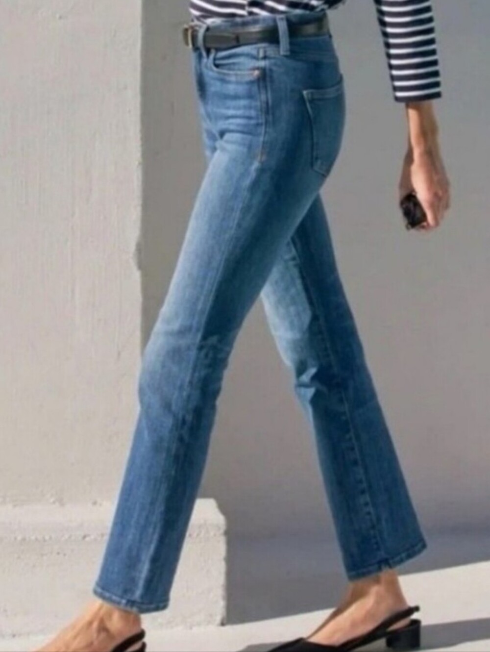 AYR The Pop Jeans Straight Leg Cropped Blue Stretch Denim Quiet Luxury Size 30 - Picture 2 of 16